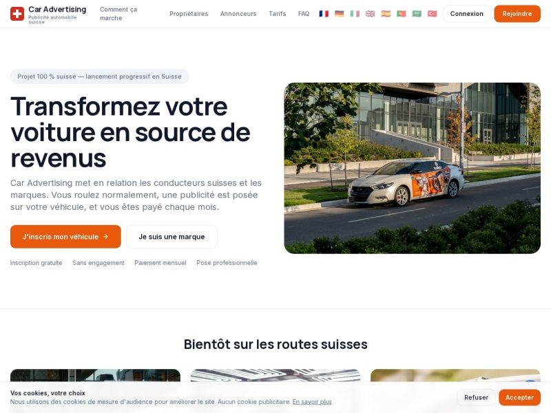 Aperçu du site Car Advertising