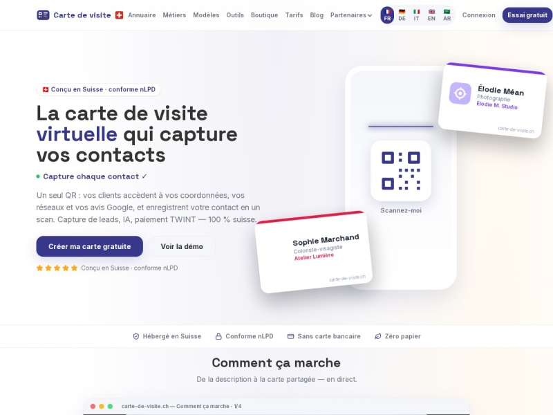 Aperçu du site Carte-de-visite.ch