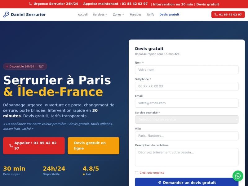 Aperçu du site Daniel Serrurier