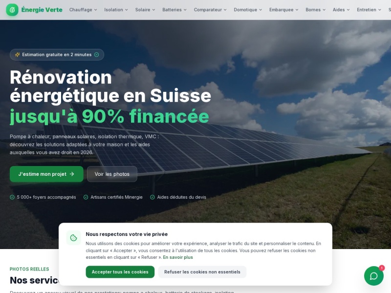 Aperçu du site Énergie Verte Suisse