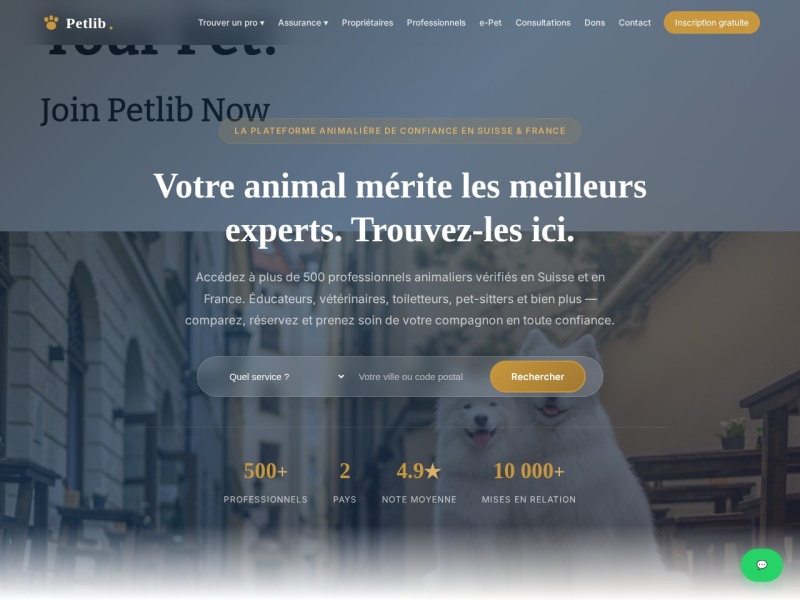 Aperçu du site Petlib